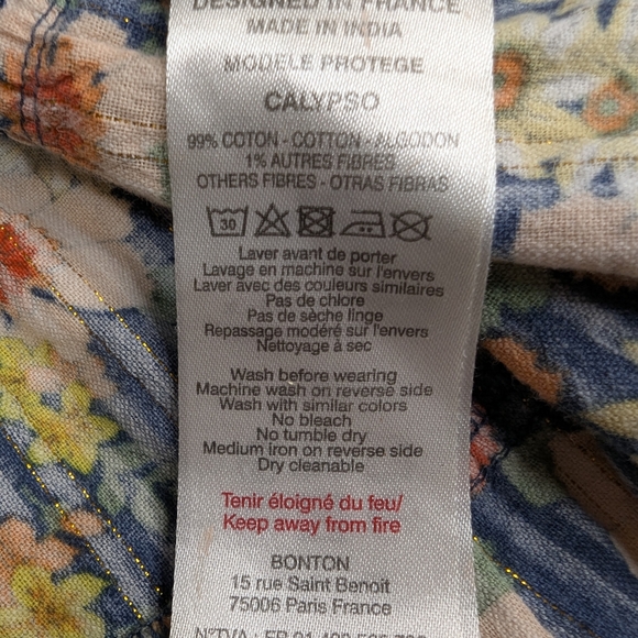 Bonton Paris Girls Calypso Floral Midi Dress 70s Navy Blue Lurex Tiered Size 4 - Picture 6 of 9